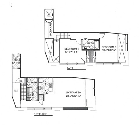 Burlington floorplan - 2 bed + 1.5 bath  at Blue Ribbon Lofts, Milwaukee